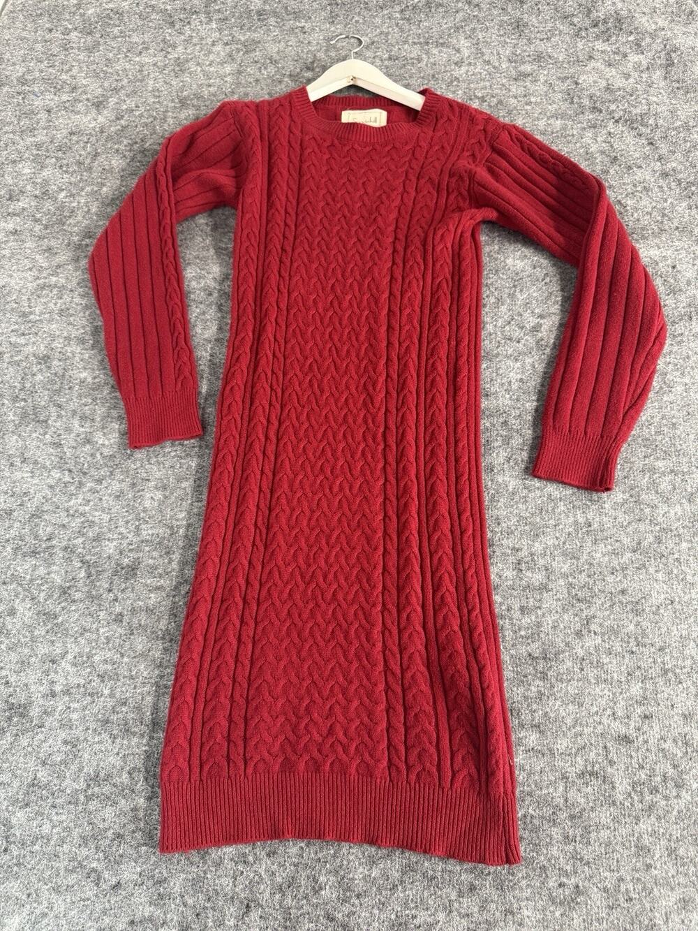 Spadehill Sweater Dress Women Medium Red Cable Knit Long Sleeve Christmas N82
